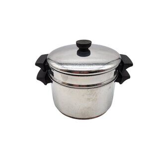 Revere Ware 4Qt Stock Pot Copper Clad Stainless Dutch Oven 2Qt Steamer Inset Lid
